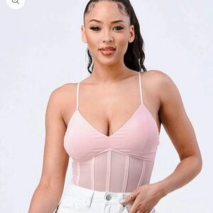 NWT SIZE L PINK MESH BODYSUIT